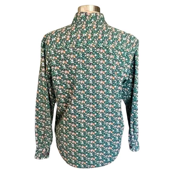 VTG John Henry 100% Cotton Green Dark Floral Button Up Shirt Sz 10 Fall Casual - Picture 4 of 9
